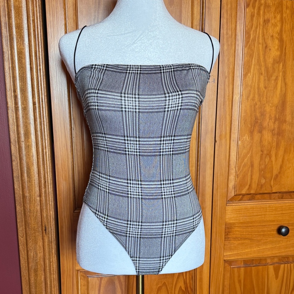 Better Be Gray Plaid Bodysuit
